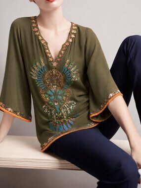 Silk Embroidered and Beaded Tunic (1333)